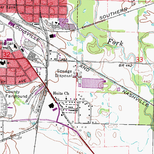 Topographic Map of Mount Vernon Wastewater Treatment Facility, IL