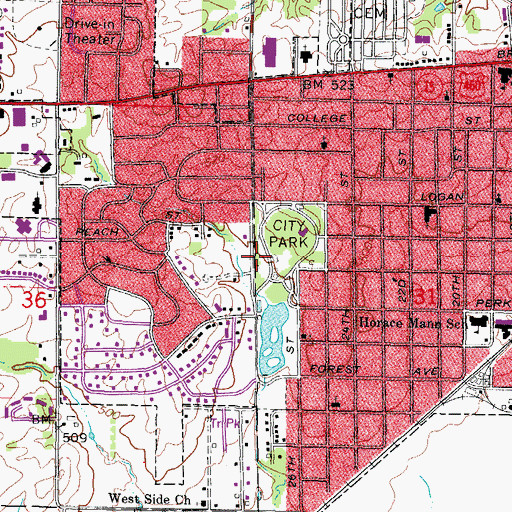 Topographic Map of Rolland W Lewis Community Center, IL