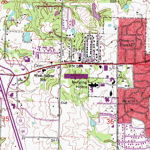 Topographic Map of Times Square Mall Shopping Center, IL