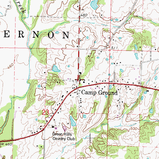 Topographic Map of Camp Ground Baptist Church, IL