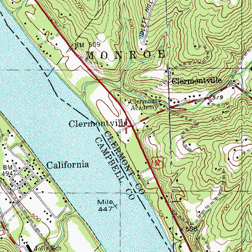 Topographic Map of Clermontville Post Office (historical), OH