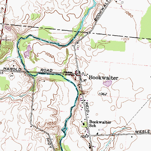 Topographic Map of Bookwalter Post Office (historical), OH