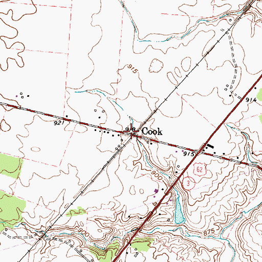 Topographic Map of Cook Post Office (historical), OH