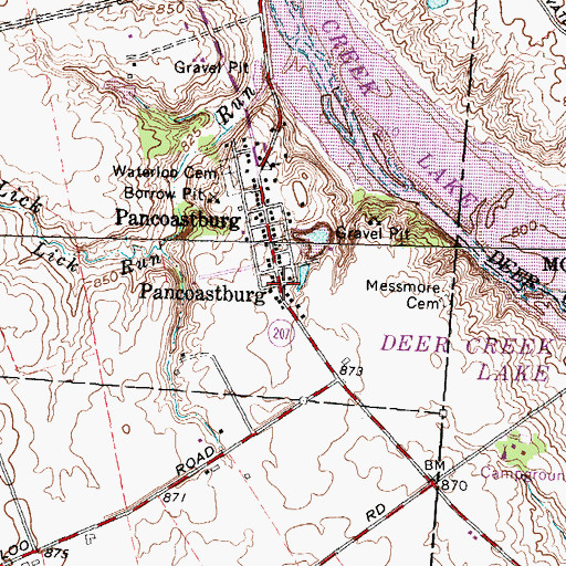 Topographic Map of Pancoastburg Post Office (historical), OH