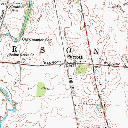Topographic Map of Parrott Post Office (historical), OH