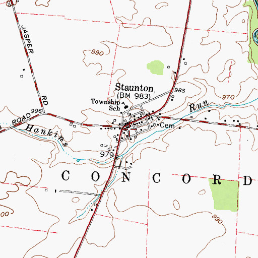 Topographic Map of Staunton Post Office, OH