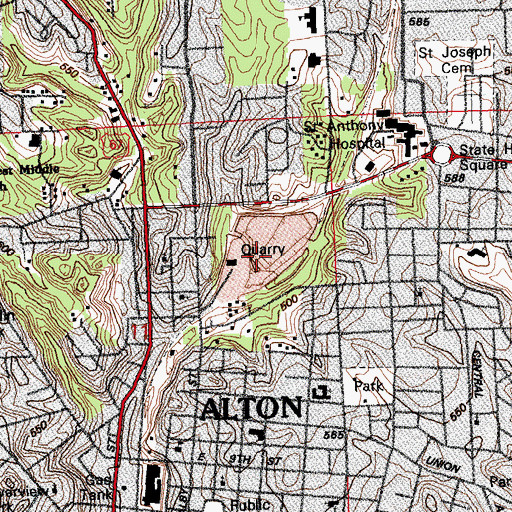 Topographic Map of Alby Quarry, IL