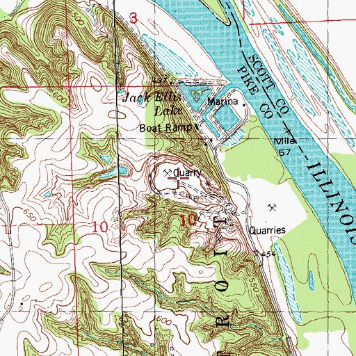 Topographic Map of Florence Quarry, IL