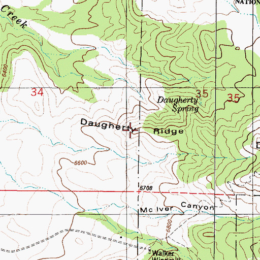 Topographic Map of Daugherty Ridge, NM