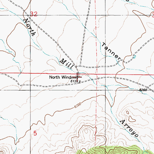 Topographic Map of North Windmill, NM