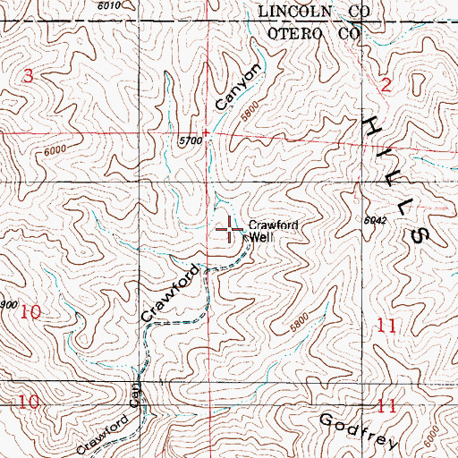 Topographic Map of Crawford Well, NM