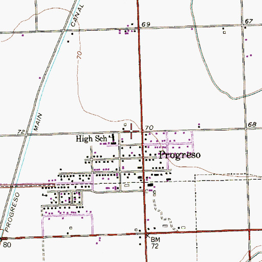 Topographic Map of Progreso East Elementary School, TX