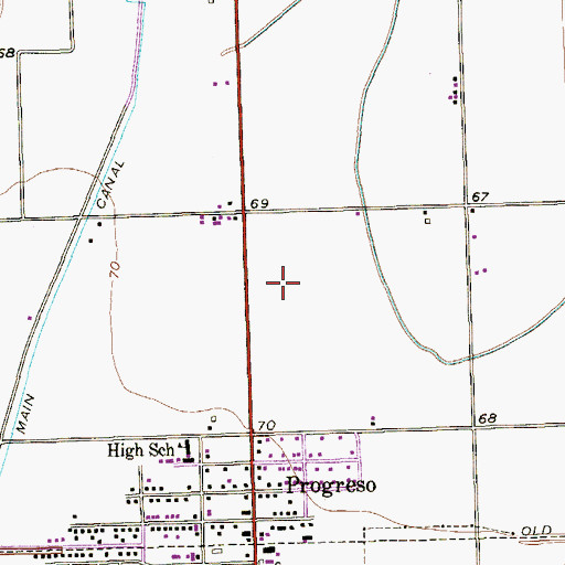 Topographic Map of Progreso High School, TX