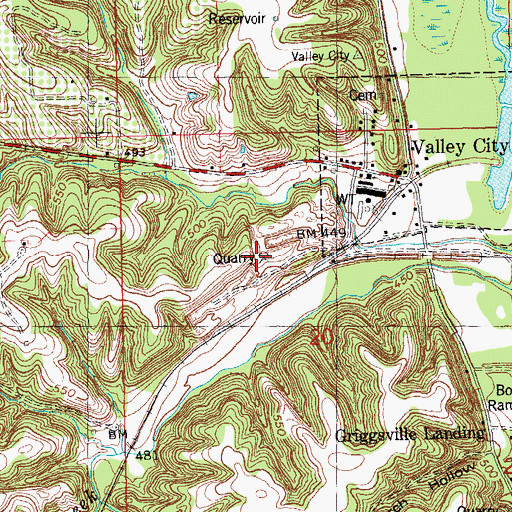 Topographic Map of Valley City Quarry, IL
