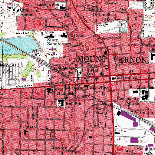 Topographic Map of Fifth District Appellate Court, IL