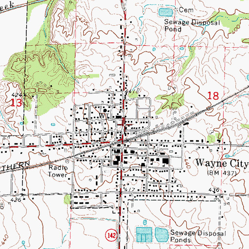 Topographic Map of First Christian Church, IL