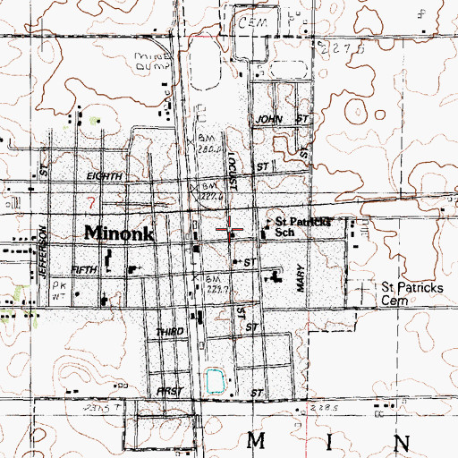 Topographic Map of United Methodist Church of Minonk, IL