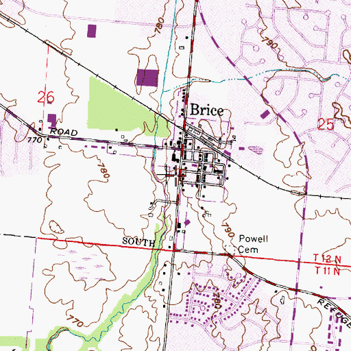 Topographic Map of Brice Post Office, OH