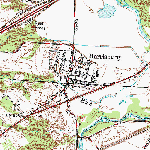 Topographic Map of Harrisburg Post Office, OH