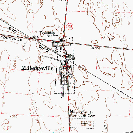 Topographic Map of Milledgeville Post Office, OH