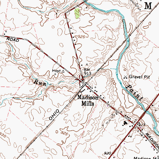 Topographic Map of Madison Mills Post Office (historical), OH