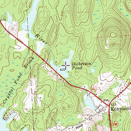 Topographic Map of Dickinson Pond, CT