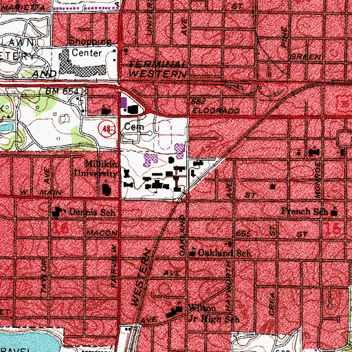 Topographic Map of Alston Hall, IL
