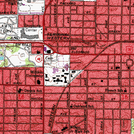 Topographic Map of Griswold Physical Education Center, IL