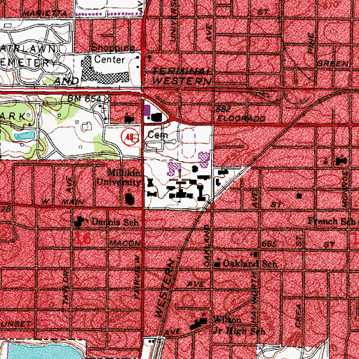 Topographic Map of Mueller Hall, IL