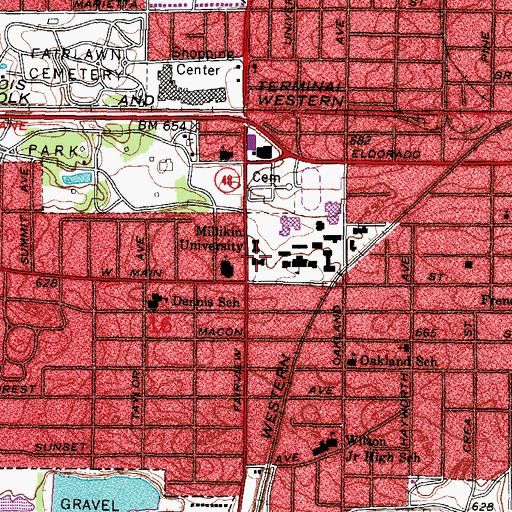 Topographic Map of Perkinson Music Center, IL