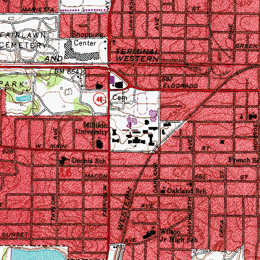Topographic Map of Piling Chapel, IL