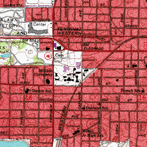 Topographic Map of Richards Treat University Center, IL