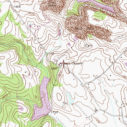 Topographic Map of Zina Chapel, WV