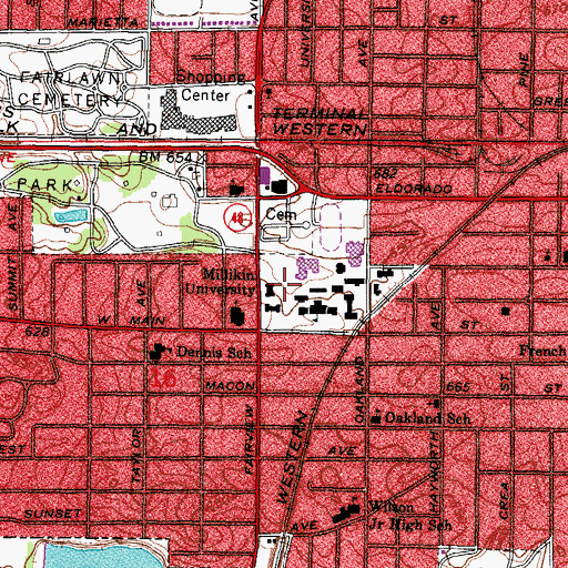 Topographic Map of Staley Library, IL