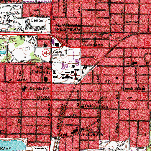 Topographic Map of Walker Hall, IL