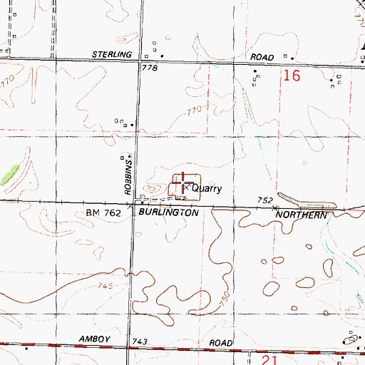 Topographic Map of Amboy Quarry, IL