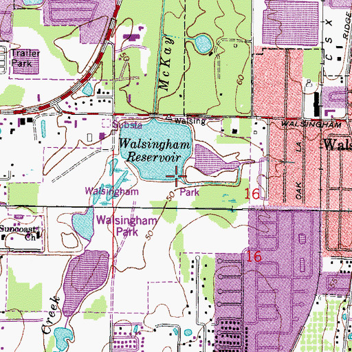 Topographic Map of Walsingham County Park, FL