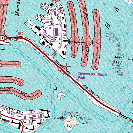 Topographic Map of Clearwater Beach Park, FL