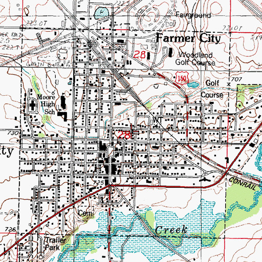 Topographic Map of First Baptist Church, IL