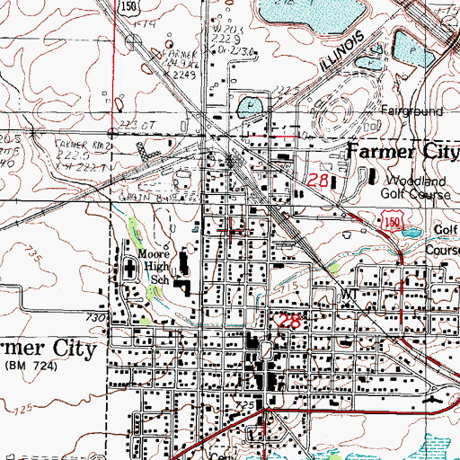 Topographic Map of Sacred Heart Church, IL