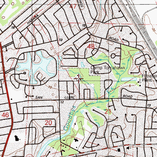 Topographic Map of Camp Tomahawk Park, FL