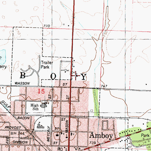 Topographic Map of Immanuel Lutheran Church, IL