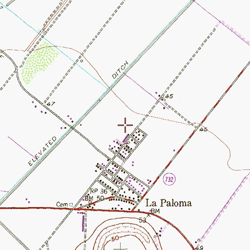 Topographic Map of La Paloma Elementary School, TX