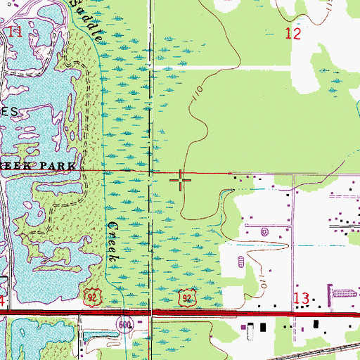 Topographic Map of Saddle Creek County Park, FL