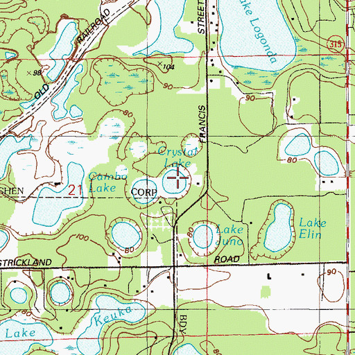 Topographic Map of Crystal Lake, FL