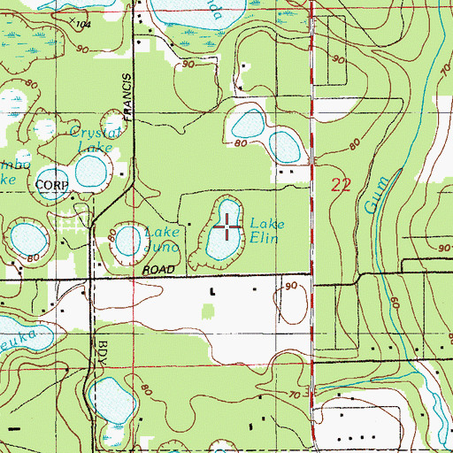 Topographic Map of Lake Elin, FL