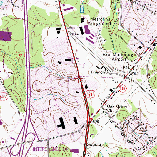 Topographic Map of Charlotte Jail North, NC