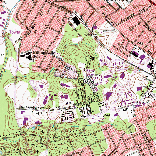 Topographic Map of Carlton G Watkins Center, NC