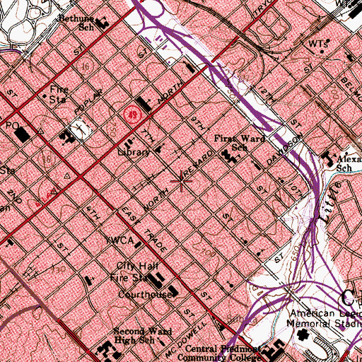 Topographic Map of Seventh Street Station, NC