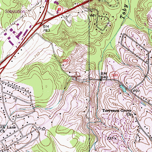 Topographic Map of Charlotte Friends Meeting, NC